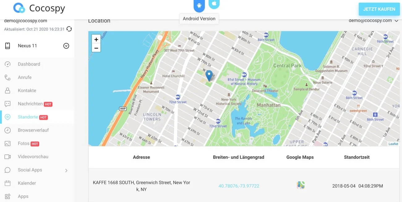 cocospy handy ortungs app