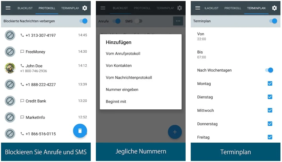 Call Blacklist - Anrufe blockieren App